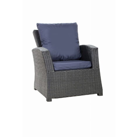 Coussins de fauteuil tressé en résine 56x52x7+56x50 2pcs Coussin de jardin bleu foncé Coussin de chaise extérieur avec dossier ensemble de salon rotin