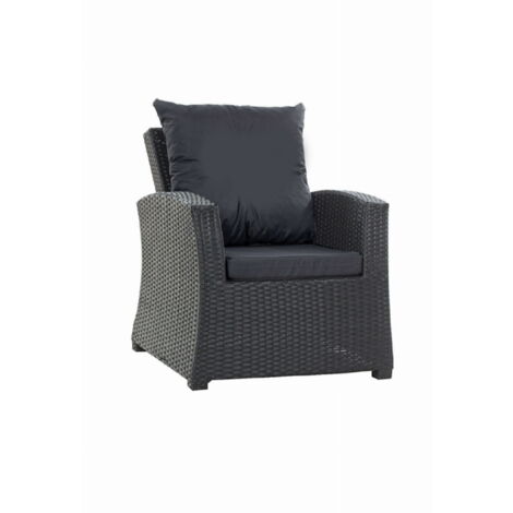 Coussins de fauteuil tressé en résine 56x52x7+56x50 2pcs Coussin de jardin noir Coussin de chaise extérieur avec dossier ensemble de salon rotin