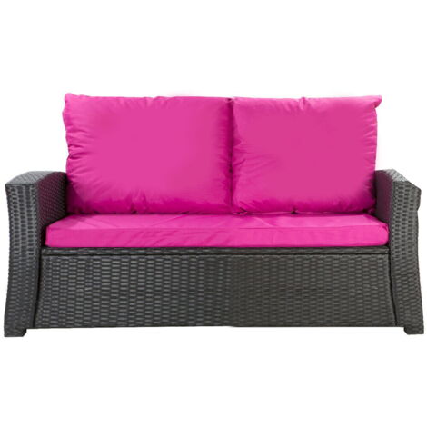 Coussins de canapé de jardin en résine tressée 112x50x7+256x50cm coussins d'extérieur rose Set de coussins 2 places Lot de coussins de jardin