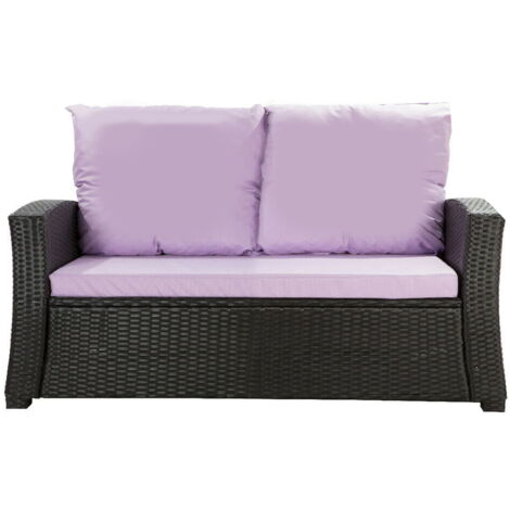 Coussins de canapé de jardin en résine tressée 112x50x7+256x50cm coussins d'extérieur violet Set de coussins 2 places Lot de coussins de jardin