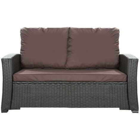 Coussins de canapé de jardin en résine tressée 112x50x7+256x50cm coussins d'extérieur marron Set de coussins 2 places Lot de coussins de jardin