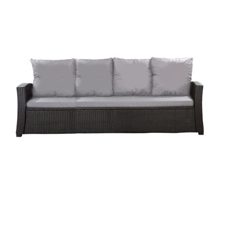 Setgarden – Coussins de canapé de jardin 3 places en résine tressée – Coussins d'assise 168x50x7 cm et dossier 3x50x56 cm – Polyester enduit téflon gris