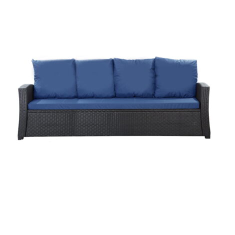 Coussins de canapé de jardin en résine tressée 168x50x7+356x50cm Set de coussins 3 places Lot de coussins de jardin coussins d'extérieur bleu