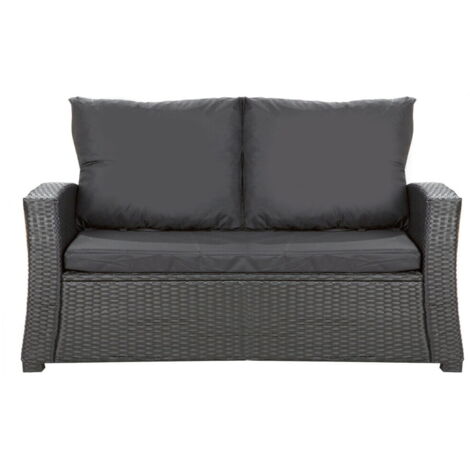 Coussins de canapé de jardin en résine tressée 112x50x7+256x50cm coussins d'extérieur noir Set de coussins 2 places Lot de coussins de jardin