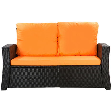 Coussins de canapé de jardin en résine tressée 112x50x7+256x50cm coussins d'extérieur orange Set de coussins 2 places Lot de coussins de jardin