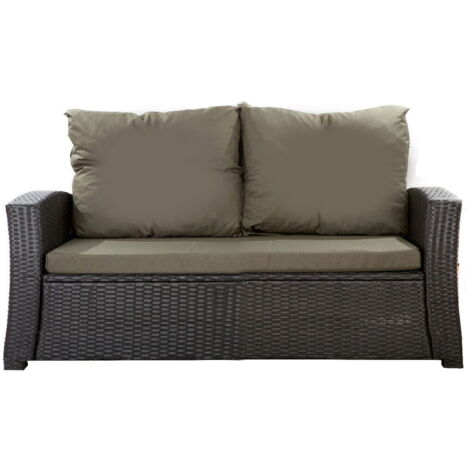 Coussins de canapé de jardin en résine tressée 112x50x7+256x50cm coussins d'extérieur vert Set de coussins 2 places Lot de coussins de jardin