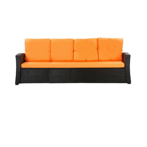Coussins de canapé de jardin en résine tressée 168x50x7+356x50cm Set de coussins 3 places Lot de coussins de jardin coussins d'extérieur orange