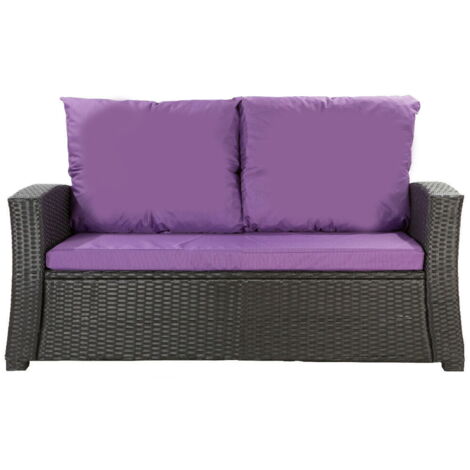 Coussins de canapé de jardin en résine tressée 112x50x7+256x50cm coussins d'extérieur violet Set de coussins 2 places Lot de coussins de jardin