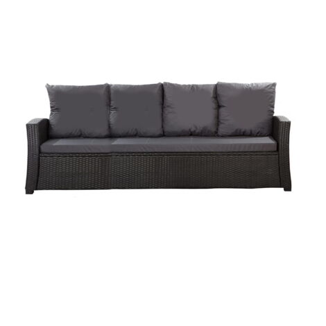 Coussins de canapé de jardin en résine tressée 168x50x7+356x50cm Set de coussins 3 places Lot de coussins de jardin coussins d'extérieur noir
