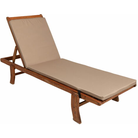 Coussin de chaise longue 190x60x4cm, coussin pour chaise longue de jardin, chaise longue en bois beige, coussin de chaise longue de piscine