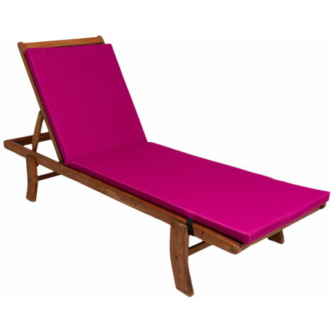 Coussin de chaise longue 190x60x4cm, coussin pour chaise longue de jardin, chaise longue en bois rose, coussin de chaise longue de piscine