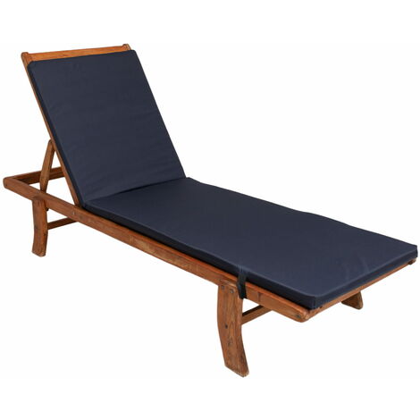 Coussin de chaise longue 190x60x4cm, coussin pour chaise longue de jardin, chaise longue en bois bleu marine, coussin pour chaise longue de piscine
