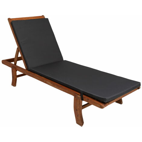Coussin de chaise longue 190x60x4cm, coussin pour chaise longue de jardin, chaise longue en bois anthracite, coussin pour chaise longue de piscine