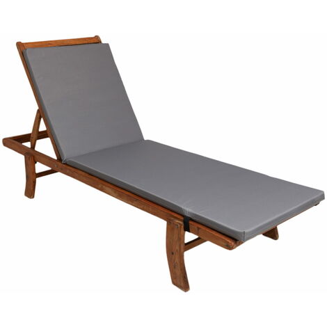 Coussin de chaise longue 190x60x4cm, coussin pour chaise longue de jardin, chaise longue en bois gris, coussin de chaise longue de piscine