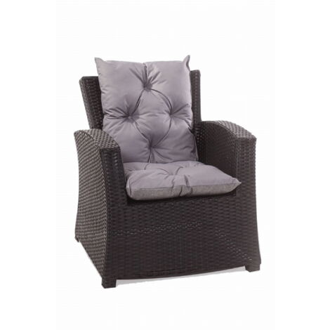 Coussin de chaise de jardin 50x50x55cm 6 pièce coussin de jardin gris Coussin de fauteuil résine tressée Coussin d'assise à dossier haut-Enkel (1/5)