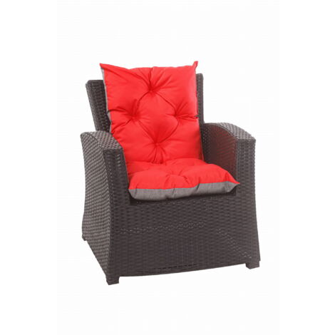 Coussin de chaise de jardin 50x50x55cm 6 pièce coussin de jardin rouge Coussin de fauteuil résine tressée Coussin d'assise à dossier haut-Enkel (1/5)