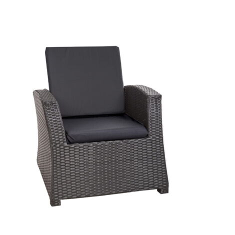 Coussins de chaise en résine tressée 56x52x7cm Lot de 6 coussins de chaise, Extérieur Coussin avec dossierCoussin de fauteuil de jardin Noir (1/5)