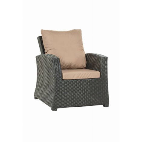 Setgarden – Coussins de fauteuil tressé en résine 56x52x7 cm – Coussin extérieur beige – Housse amovible – Résistant aux intempéries