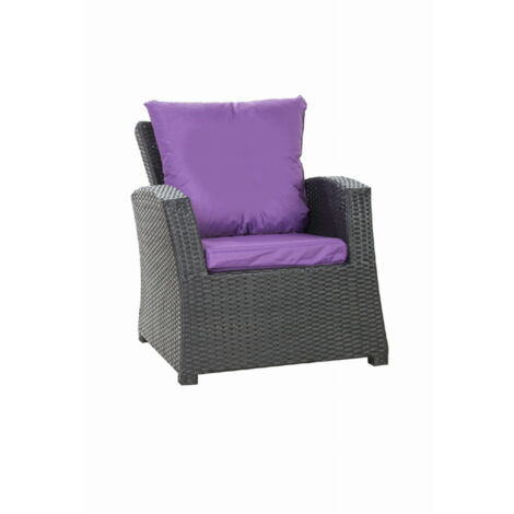 Coussins de fauteuil tressé en résine 56x52x7+56x50 1 pièce Coussin l'extérieur Violet Coussin de jardin coussin de chaise à dossier haut