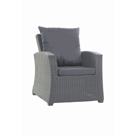 Setgarden – Coussins de fauteuil extérieur anthracite – Dimensions dossier 56x50 cm, assise 56x52x7 cm – Housse amovible en polyester – Garnissage mousse anti-allergique
