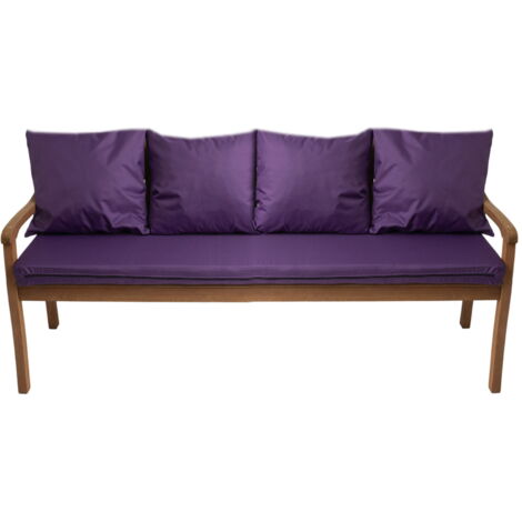 Coussin pour banc 170x60/4x50x56cm, Coussin extérieur, Coussins pour balançoires de jardin 3 places Violet, Coussin d'assise, Coussin de dossier (1/5)