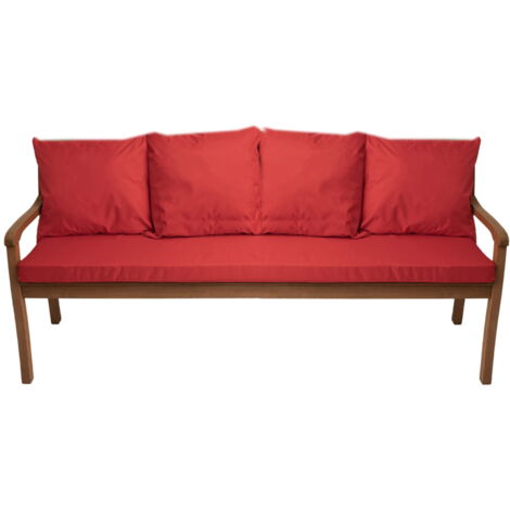 Coussin pour banc 170x50/4x50x56cm, Coussin extérieur, Coussins pour balançoires de jardin 3 places Rouge, Coussin d'assise, Coussin de dossier (1/5)