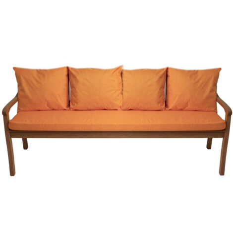 Coussin pour banc 170x50/4x50x56cm, Coussin extérieur, Coussins pour balançoires de jardin 3 places Orange, Coussin d'assise, Coussin de dossier (1/5)