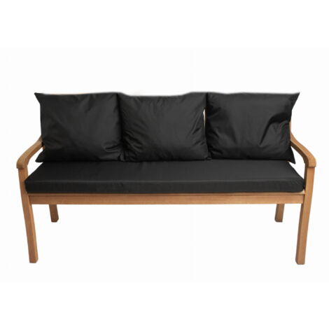 Coussins pour banc 150x50x7/3x50x56cm, coussins pour Banquette jardin Noir, Coussin extérieur/intérieur, Coussins 3places pour balancelle (1/5)