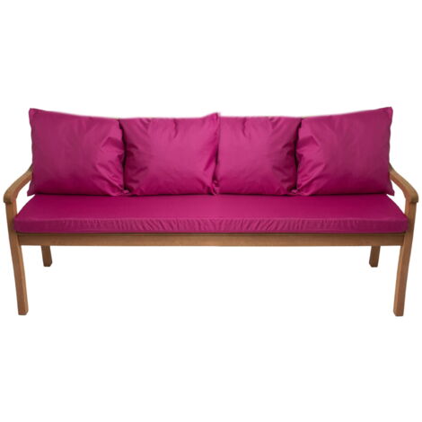 Coussin pour banc 170x50/4x50x56cm, Coussin extérieur, Coussins pour balançoires de jardin 3 places Rose, Coussin d'assise, Coussin de dossier (1/5)