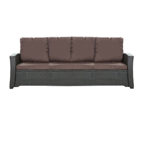 Coussins de canapé de jardin en résine tressée 168x50x7+356x50cm Set de coussins 3 places Lot de coussins de jardin coussins d'extérieur marron