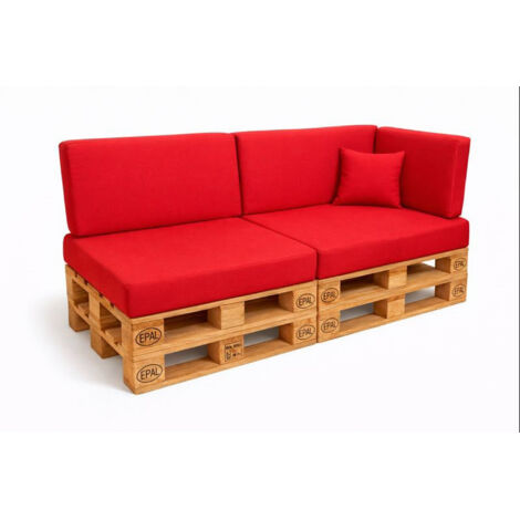 Set 6 coussins palette assises 120x80 dossiers + 120x40 kit coussins canapé de jardin Rouge coussins pour mobilier de jardin (1/5)