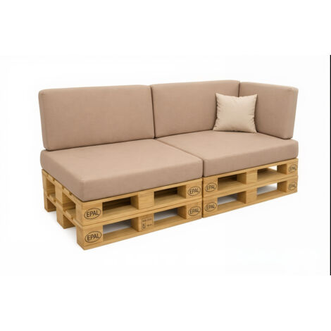 Set 6 coussins palette assises 120x60 dossiers + 120x40 kit coussins canapé de jardin Beige coussins pour mobilier de jardin