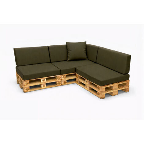 Set 8 coussins palette assises 120x60 dossiers + 120x40 kit coussins canapé de jardin Vert coussins pour mobilier de jardin