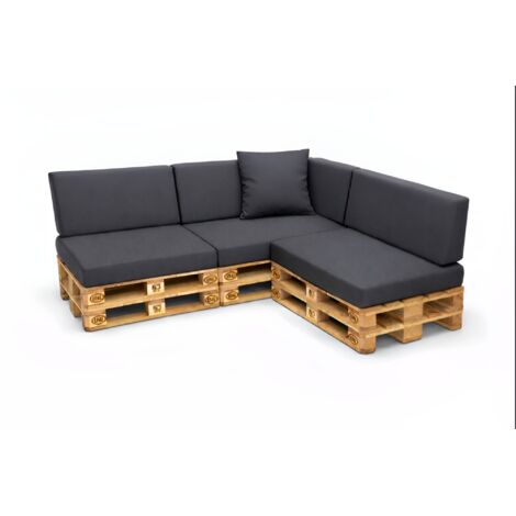 Set 8 coussins palette assises 120x80 dossiers + 120x40 kit coussins canapé de jardin Anthracite coussins pour mobilier de jardin