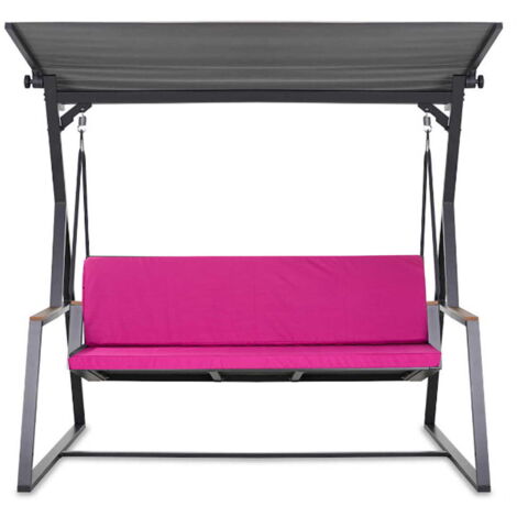 Coussin pour balançoire de jardin Rose 160x60x50 cm avec housse amovible, coussin pour balancelle 3 places