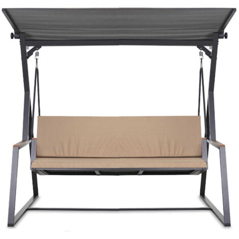 Coussin pour balançoire de jardin Beige 150x50x50 cm avec housse amovible, coussin pour balancelle 3 places