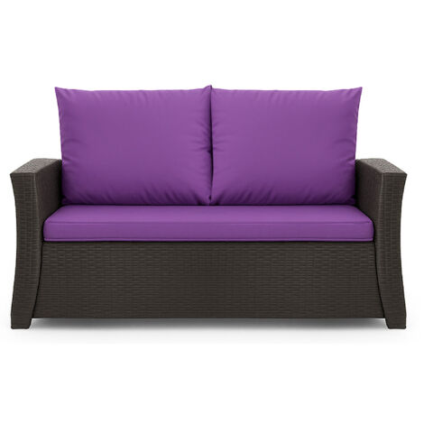 Coussins de canapé meubles de jardin en résine tressée Violet, Coussins balançoire d'extérieur 110x60x50cm Coussin pour banquette 2 places mix