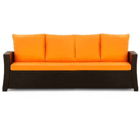 Coussins de canapé meubles de jardin en résine tressée Orange, Coussins balançoire d'extérieur 170x60x50cm Coussin de banc de jardin 3 places -Mix