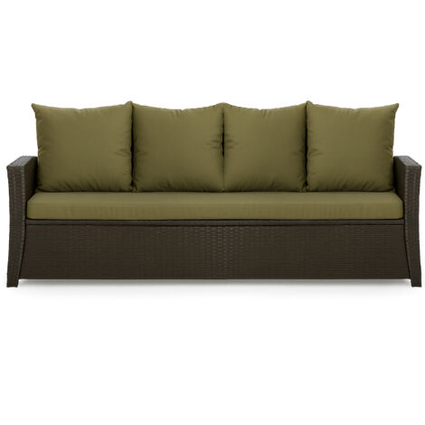 Coussins de canapé meubles de jardin en résine tressée Vert, Coussins balançoire d'extérieur 170x60x50cm Coussin de banc de jardin 3 places -Mix