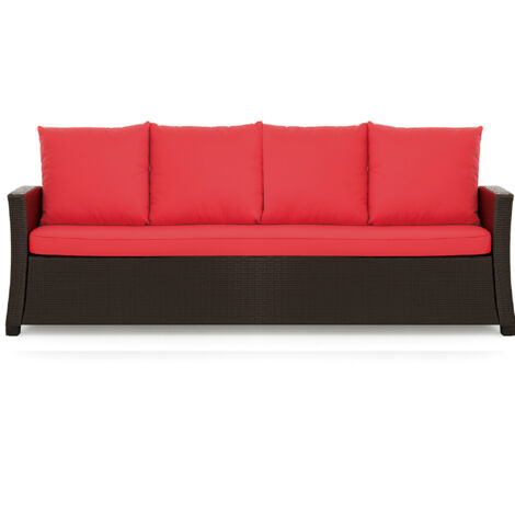 Coussins de canapé meubles de jardin en résine tressée Rouge, Coussins balançoire d'extérieur 170x60x50cm Coussin de banc de jardin 3 places -Mix