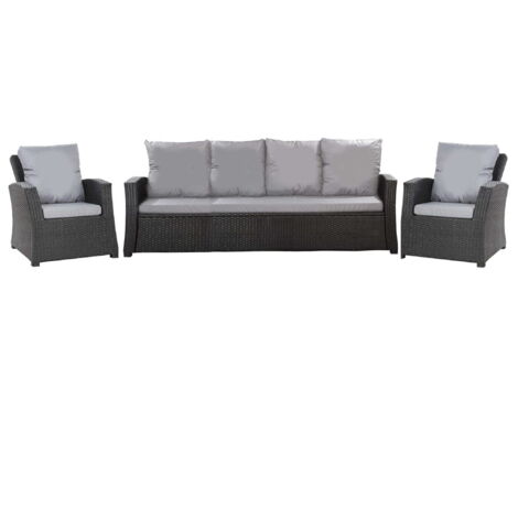 Set coussins pour salon de jardin résine tressée 5 personnes, coussins pour canapé 150x50x7cm, coussins pour fauteuil de jardin 2x50x56cm Gris