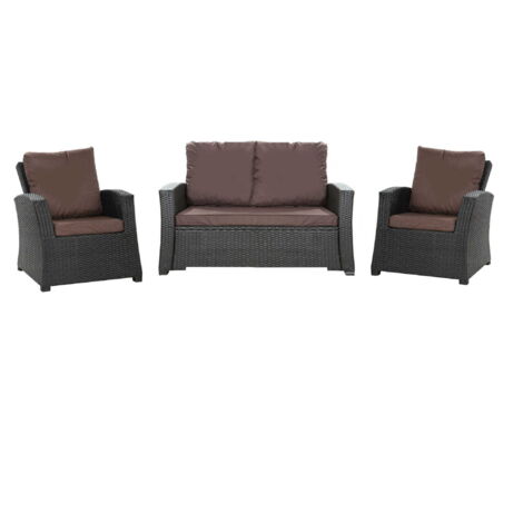 Set coussins pour salon de jardin résine tressée 4 personnes, coussins pour canapé 100x60x7cm Marron, coussins pour fauteuil de jardin 2x50x56cm (1/5)