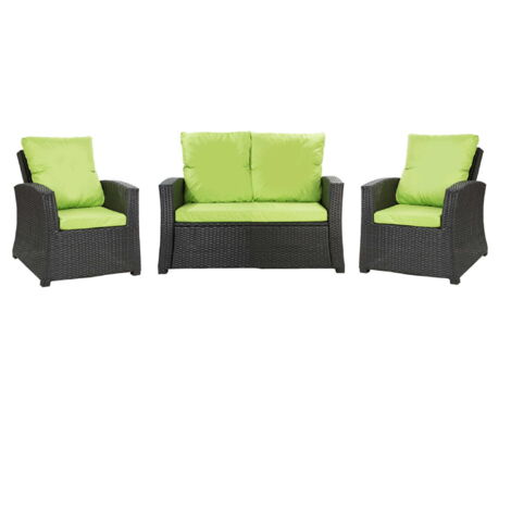 Lot coussins pour salon de jardin résine tressée 4 personnes, coussins pour canapé 110x50x7cm Citron, coussins pour fauteuil de jardin 2x50x56cm (1/5)