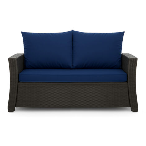 Coussins de canapé meubles de jardin en résine tressée Bleu, Coussins balançoire d'extérieur 110x50x50cm Coussin pour banquette 2 places mix