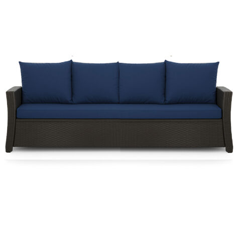 Coussins de canapé meubles de jardin en résine tressée Bleu, Coussins balançoire d'extérieur 180x60x50cm Coussin de banc de jardin 3 places -Mix