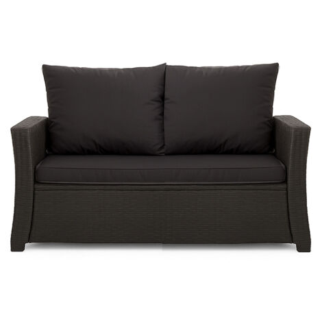 Coussins de canapé meubles de jardin en résine tressée Tressée Noir, Coussins balançoire d'extérieur 110x60x50cm Coussin pour banquette 2 places mix