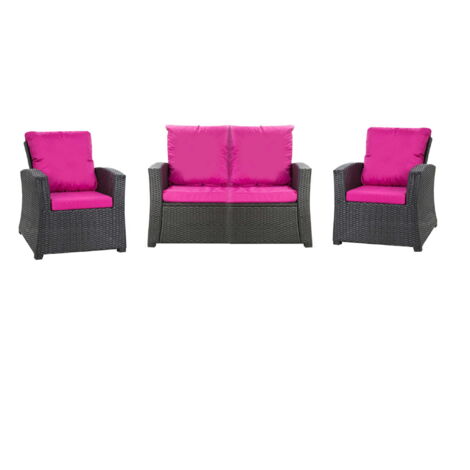 Lot coussins pour salon de jardin résine tressée 4 personnes, coussins pour canapé 110x50x7cm Rose, coussins pour fauteuil de jardin 2x50x56cm