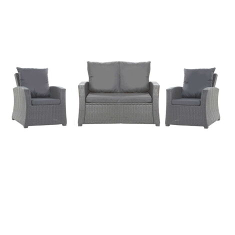 Set coussins pour salon de jardin résine tressée 4 places, coussins pour canapé 130x60x7cm Anthracite, coussins pour fauteuil de jardin 2x50x56cm (1/5)