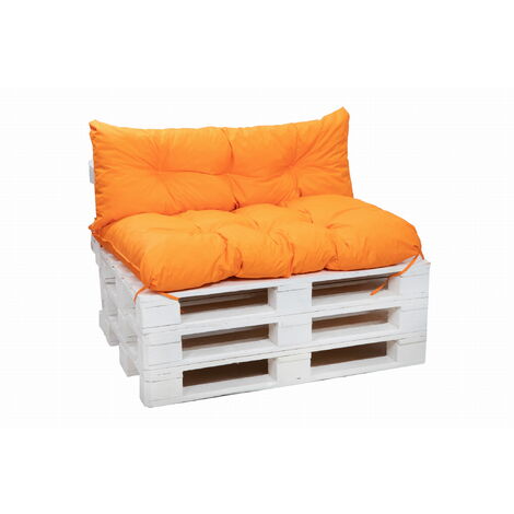 Set Coussins pour palettes, Assise 120 x 60 et Dossier 120 x 50cm, coussin palette extérieur Orange, SETGARDEN