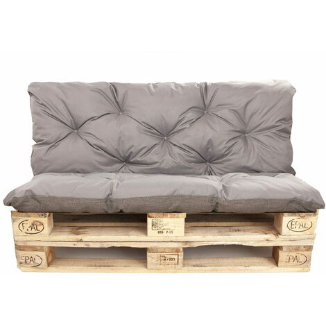 Coussins palettes 120x60 Assise et Dossier 120x40cm, coussins de palette, coussins de canapé de jardin Gris, coussin palette exterieur (1/5)